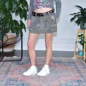 AEO Stylish Blue Camouflage Mini Skirt